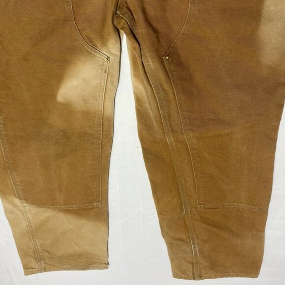 Vintage Carhartt Sun Faded Tan Double Knee Duck Canvas Dungaree Fit Pants 36X29 - Picture 11 of 16